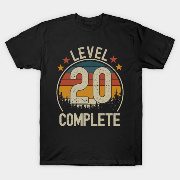 Level 20 Complete, 20th Anniversary Gifts for Him and Her, 20 Years Wedding Anniversary present for Husband and Wife, 20th Wedding Anniversary T-Shirt by JAMESFORSLIME